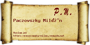 Paczovszky Milán névjegykártya