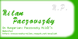 milan paczovszky business card